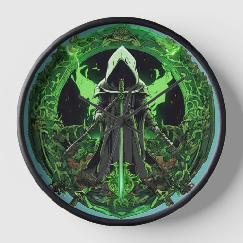 Grim Reaper Emblem In Green6 Clock
