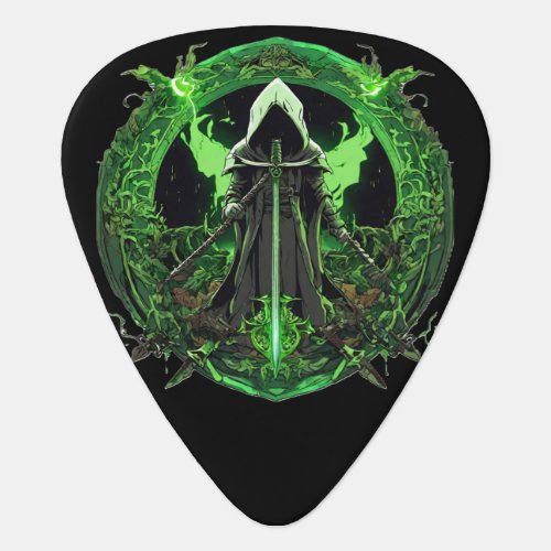 Grim Reaper Emblem In Green6 Guitar Pick