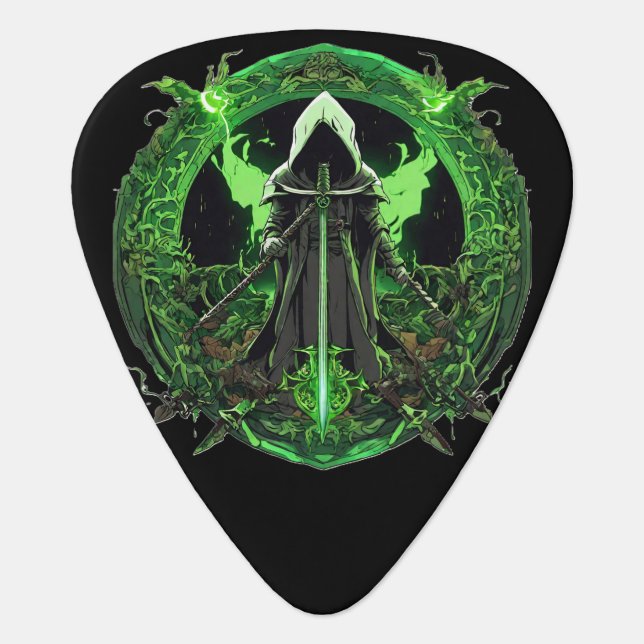 Grim Reaper Emblem In Green6 Guitar Pick (Front)