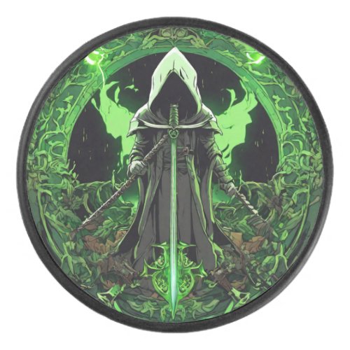 Grim Reaper Emblem In Green6 Hockey Puck