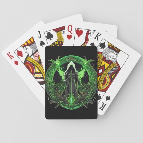 Grim Reaper Emblem In Green6 Poker Cards