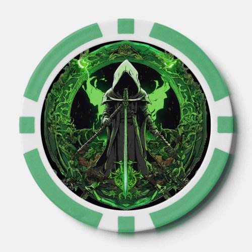Grim Reaper Emblem In Green6 Poker Chips