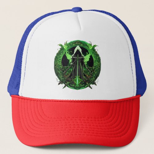 Grim Reaper Emblem In Green6 Trucker Hat