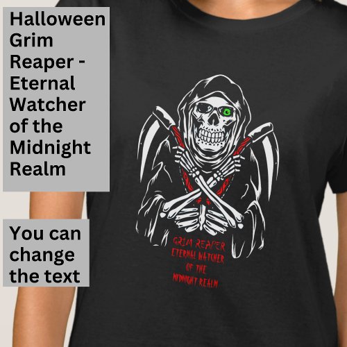 Grim Reaper Eternal Watcher White Red on Black  T_Shirt