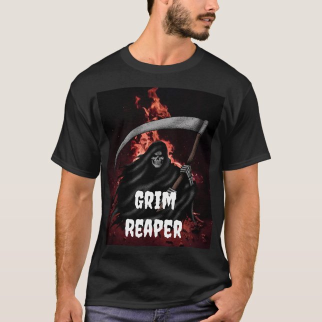 Grim Reaper Fire Inferno Halloween Degien T-shirt  (Front)