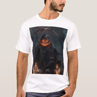 Grim Reaper Fire Sorcerer Dark Fantasy T-Shirt
