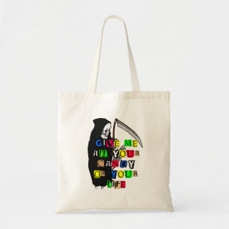 Grim Reaper Give Me Candy Ransom Note Tote, ZSSPG Tote Bag