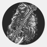 Grim  Reaper Guitar Classic Round Sticker