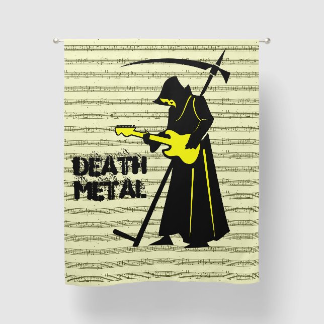 Grim Reaper Guitar ☠️ Gothic Skull Design Blackout Curtains (Front)