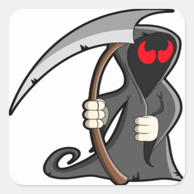 Grim Reaper Halloween Cute Kids Fun Square Sticker (Front)