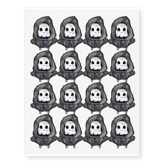 Grim Reaper Halloween Design Temporary Tattoos (Front)