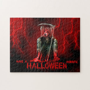 Grim Reaper Halloween Greeting Jigsaw Puzzle