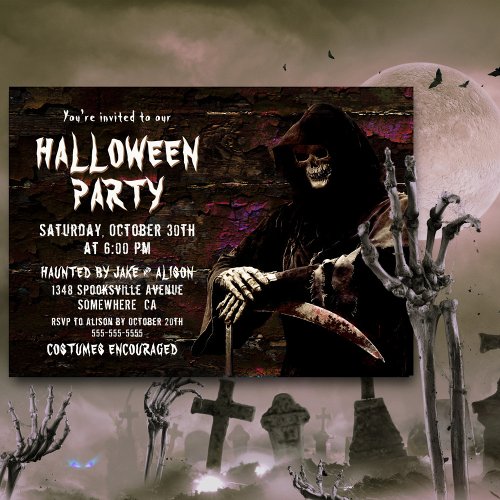 Grim Reaper Halloween Party Invitation