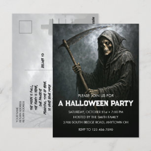 Grim Reaper Halloween Party Invitation Postcard