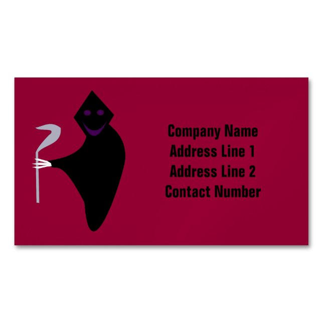 Grim Reaper Halloween Personalized Business Card Magnet (Front)