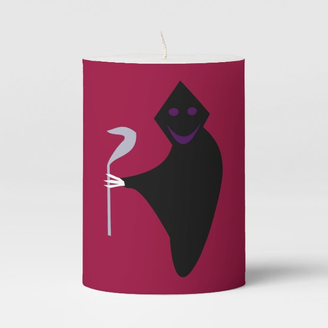 Grim Reaper Halloween Pillar Candle (Front)