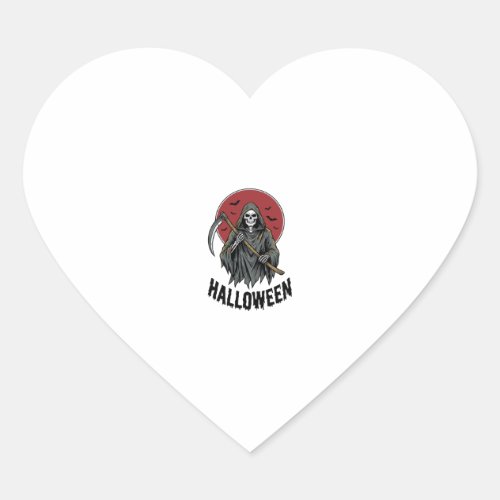 Grim Reaper Halloween Vintage Engraving Art_1 Heart Sticker