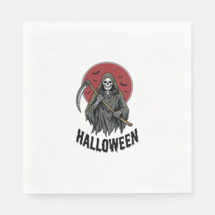 Grim Reaper Halloween Vintage Engraving Art_1 Napkins