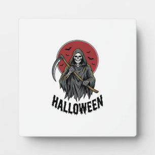 Grim Reaper Halloween Vintage Engraving Art_1 Plaque