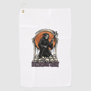 Grim Reaper Halloween Vintage Engraving White Shir Golf Towel