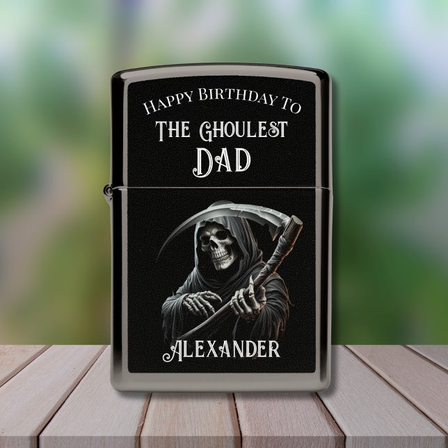 Grim Reaper Happy Birthday to the Ghoulest Dad Zippo Lighter (Creator Uploaded)