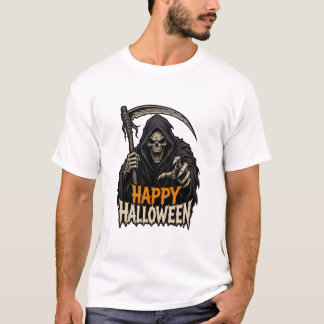 Grim Reaper Happy Halloween Scary Horror Graphic T-Shirt