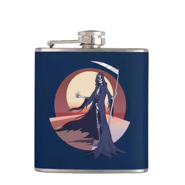 Grim Reaper Hitchhiking Flask (Front)