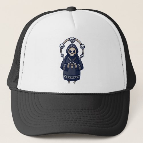 Grim Reaper Holding Goat Head  Square Sticker  Trucker Hat