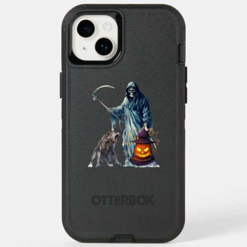 Grim Reaper holding lantern and halloween wolf OtterBox iPhone 14 Plus Case
