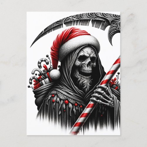 Grim Reaper Horror Santa Christmas Postcard