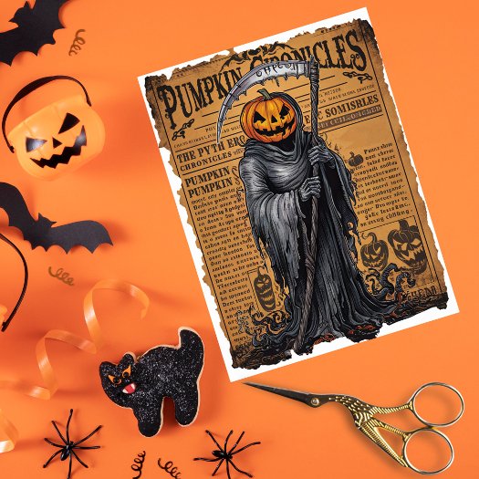 Grim Reaper Jack o’ Lantern Halloween Newspaper