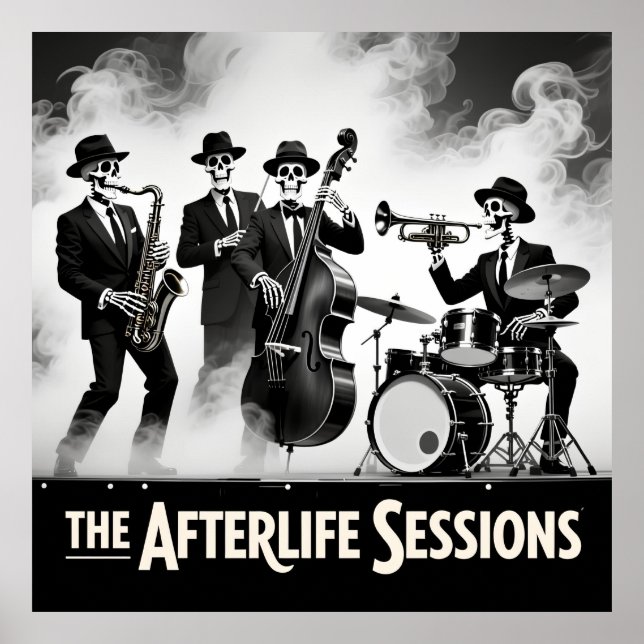 Grim Reaper Jazz Band Skeleton Musician Graphic Poster (Front)