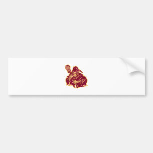 Grim Reaper Lacrosse Defense Pole Retro Bumper Sticker