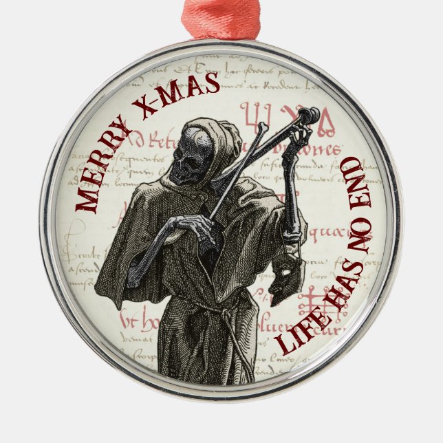 Grim Reaper Merry Xmas Ornament Charm (Front)