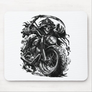 Grim Reaper Motorcycle Rider Illustration Mouse Pad