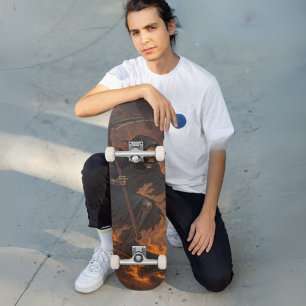 Grim Reaper on Fire Skateboard