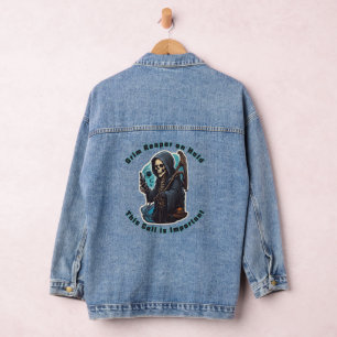Grim Reaper on Hold - This Call is Important Denim Jacket