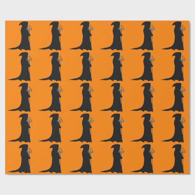 Grim Reaper Orange Wrapping Paper (Flat)