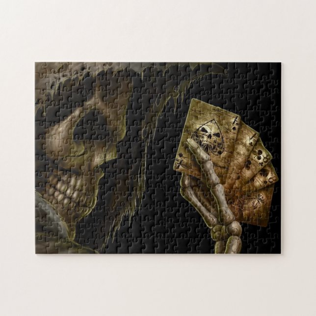 Grim Reaper Plays Cards With Winning Hand Jigsaw Puzzle (Horizontal)