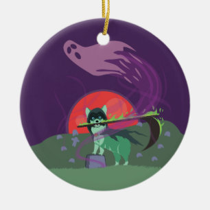 Grim Reaper Puppy Ceramic Ornament