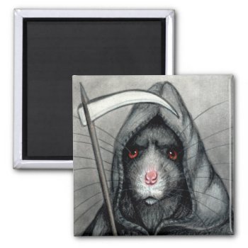 Grim Reaper Rat Magnet by KMCoriginals at Zazzle