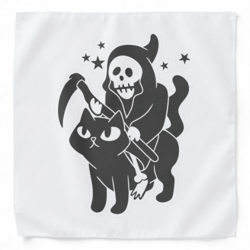 Grim reaper riding a cat _ Choose background color Bandana