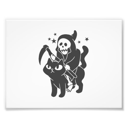 Grim reaper riding a cat _ Choose background color Photo Print