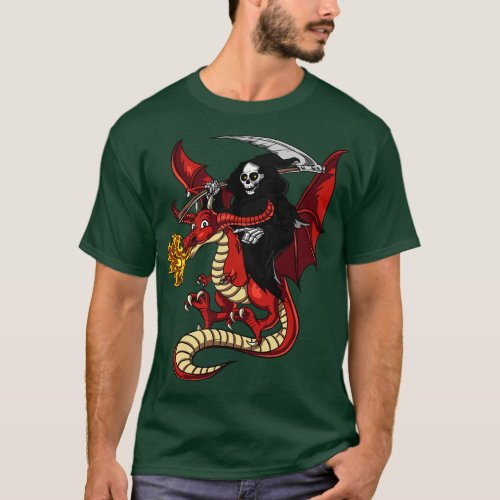 Grim Reaper Riding Dragon T_Shirt