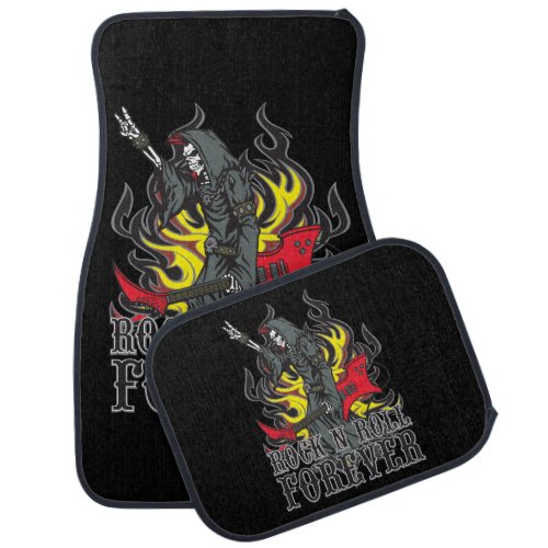 Grim Reaper Rock n Roll Forever Guitar Car Mat