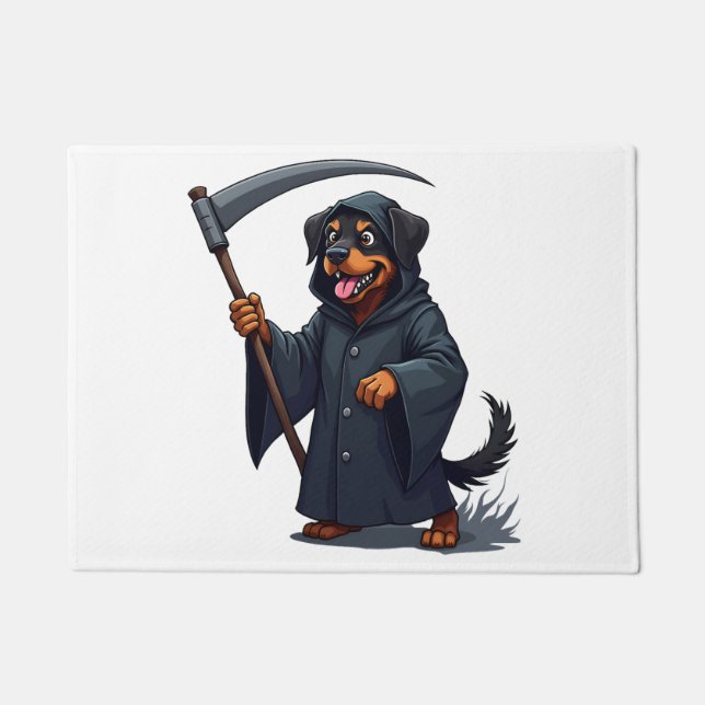 Grim Reaper Rottweiler Dog Doormat (Front)