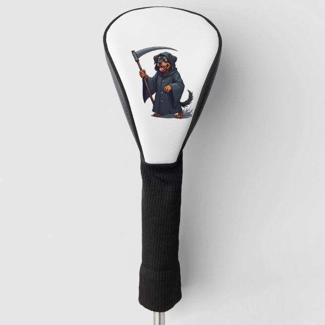 Grim Reaper Rottweiler Dog Golf Head Cover (Front)