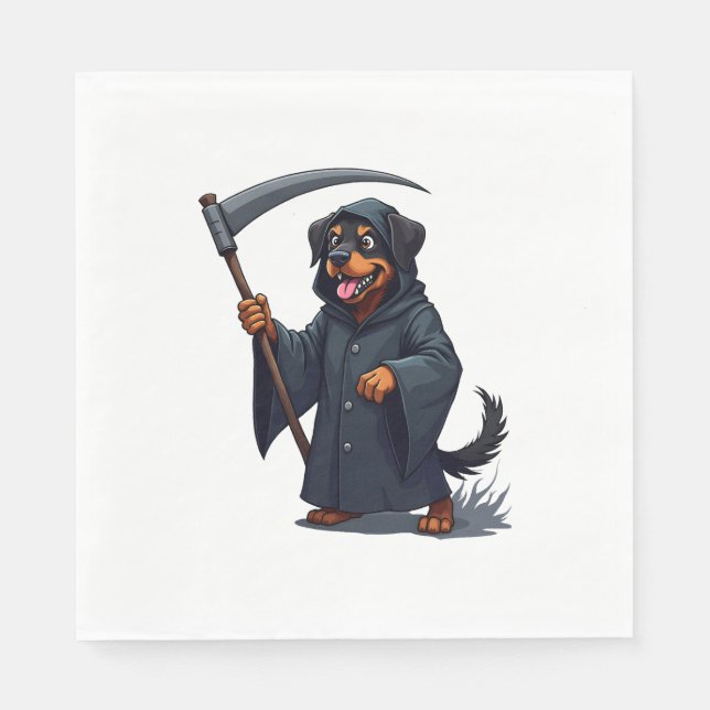Grim Reaper Rottweiler Dog Napkins (Front)