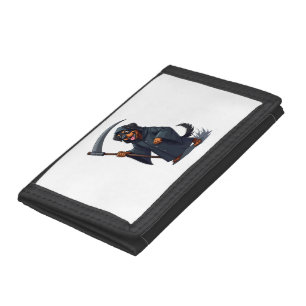 Grim Reaper Rottweiler Dog Trifold Wallet