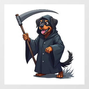 Grim Reaper Rottweiler Dog Wall Decal